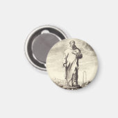 Aimant Saint Bruno de Cologne Gravure Ancienne Style Arti (Recto/Verso)