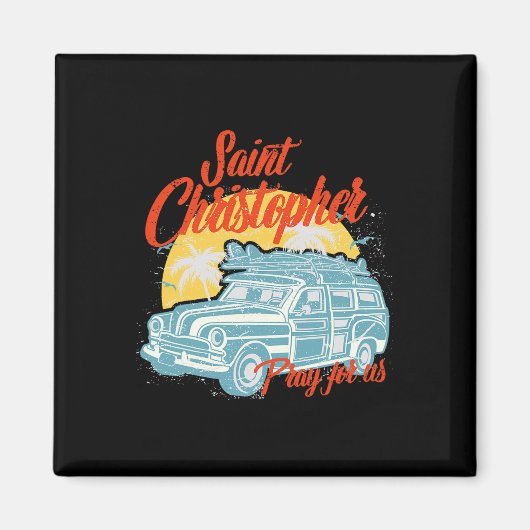 Aimant Saint Christophe Surfer Dude Hommes de surf Plage (Devant)