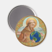 Aimant Saint François d'Assise tenant la Terre Bouton (Recto/Verso)