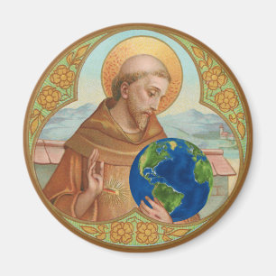 Aimant Saint François d'Assise tenant la Terre Bouton
