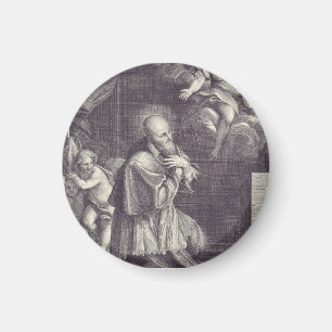 Aimant Saint François de Sales Art en noir et blanc