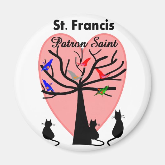 Aimant Saint François Patron Saint—Unique arbre et animau (Devant)