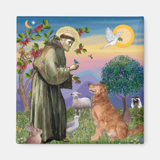Aimant Saint François - Retriever doré (#1) (Devant)