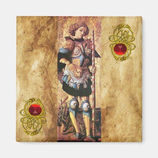 Aimant SAINT GEORGE ET DRAGON, rubis rouge (Devant)