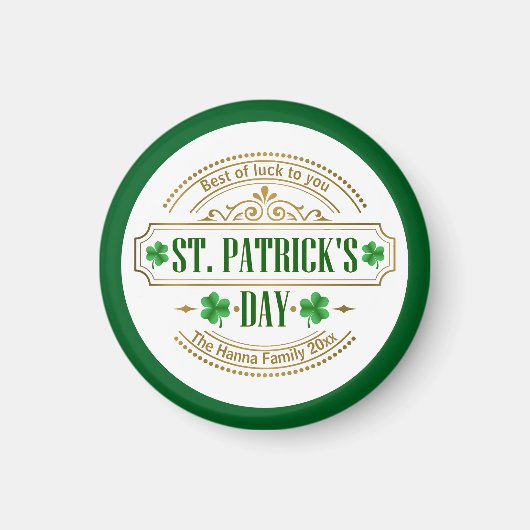 Aimant Saint-Patrick personnalisé - Chance des Irlandais (Devant)