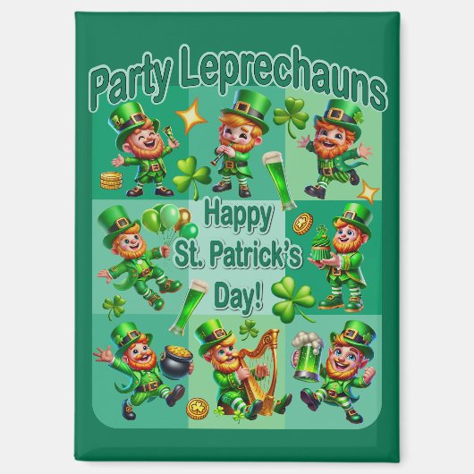 Aimant Saint Patrick's Day Fun Adorable "Party Leprechaun (Recto)