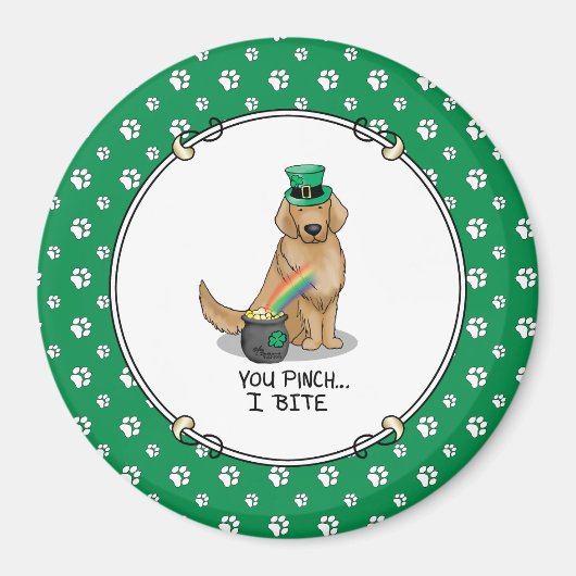 Aimant Saint Patrick's Day Golden Retriever Chien (Devant)
