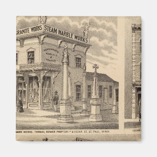 Aimant Saint Paul, Minneapolis, Minnesota Carte Lithograp (Devant)