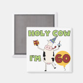 Aimant Saint Vache J'ai 60 T-shirts et cadeaux d'annivers (Recto/Verso)