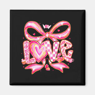 Aimant Saint-Valentin Amour Drôle Coquette Nœud Carreaux 