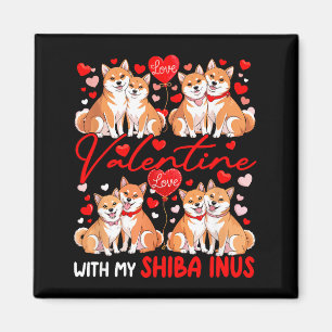 Aimant Saint-Valentin avec mes Shiba Inus Costume pour co