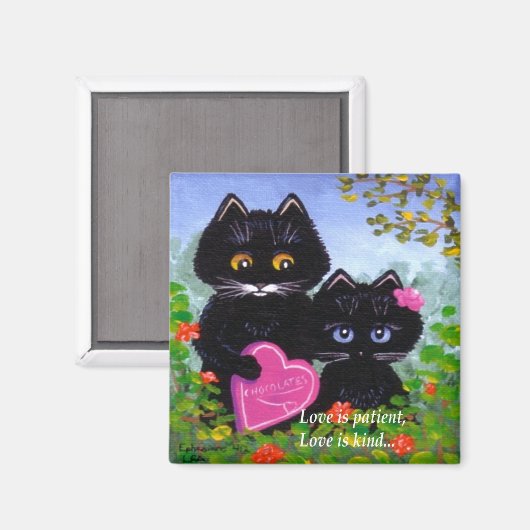 Aimant Saint Valentin Coeurs de Chat Noir Créationarts (Recto/Verso)