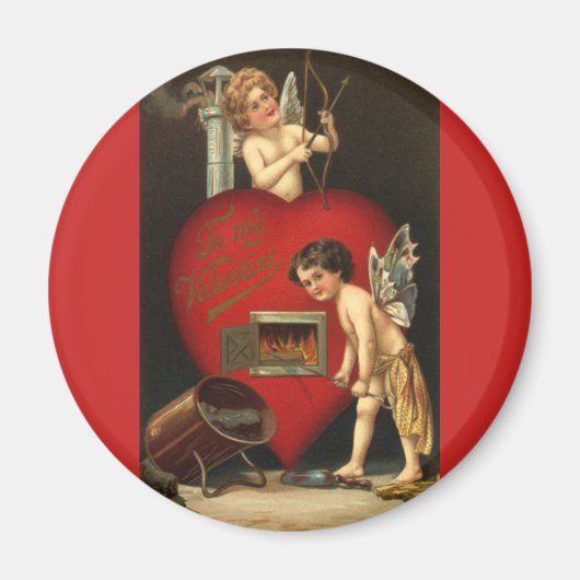 Aimant Saint Valentin Cupid Vintage, Anges Brûlant d'Amou (Devant)