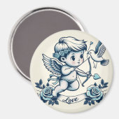 Aimant Saint Valentin cupide bleu (Recto/Verso)