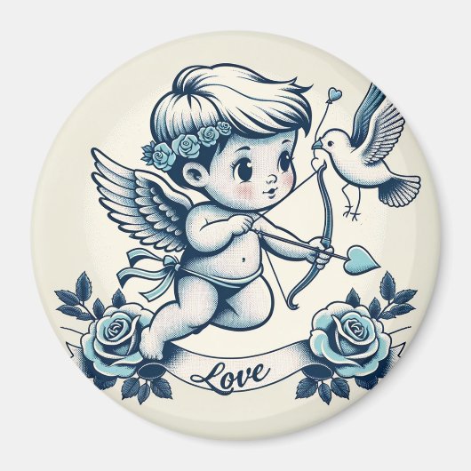 Aimant Saint Valentin cupide bleu (Devant)