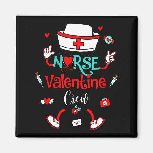 Aimant Saint-Valentin d'infirmière drôle Équipe d'infirmi (Devant)