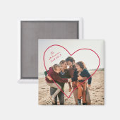 Aimant Saint Valentin Famille Photo Coeur (Recto/Verso)