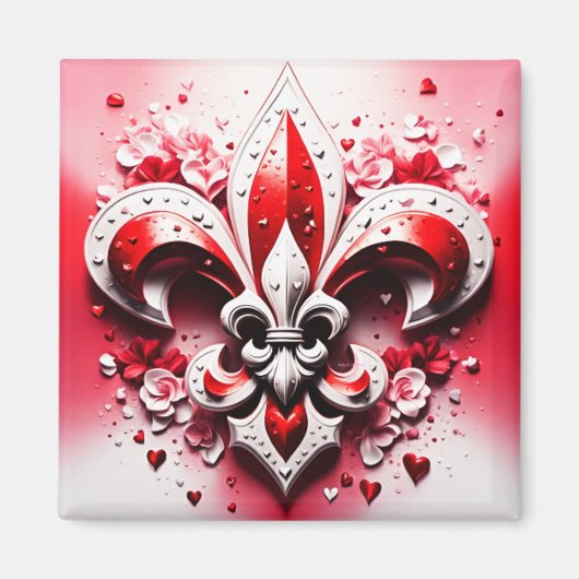 Aimant Saint Valentin Fleur De Lis (Devant)