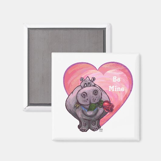 Aimant Saint-Valentin Hippopotame (Recto/Verso)