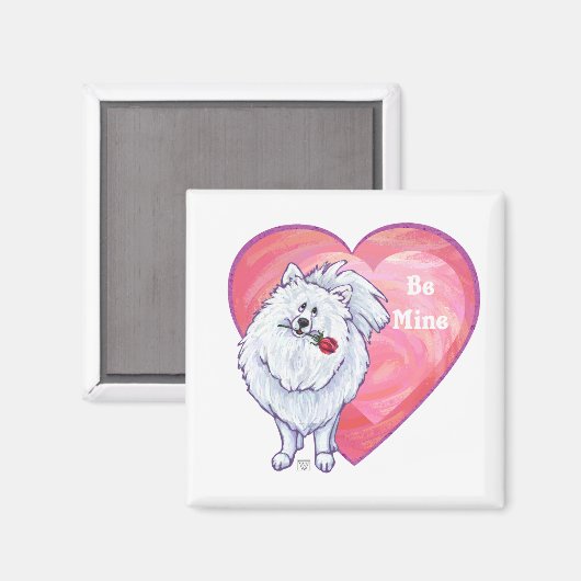 Aimant Saint Valentin Poméranie Blanche (Recto/Verso)