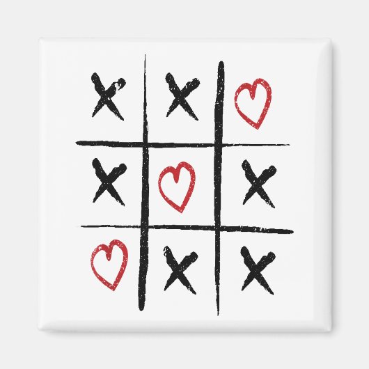 Aimant Saint Valentin Tic Tac Toe Hearts Day (Devant)