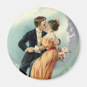 Aimant Saint-Valentin victorien vintage Baiser sur la Lun