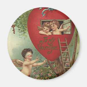 Aimant Saint-Valentin victorien vintage Cherubs Treehouse
