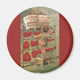 Aimant Saint-Valentin victorien vintage, Cupidon et cœurs