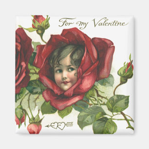 Aimant Saint-Valentin victorien vintage, Visages dans les