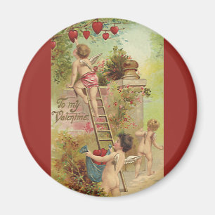 Aimant Saint-Valentin vintage, Adorables chérubins grimpe