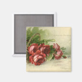 Aimant Saint Valentin vintage, Crimson Red Roses (Recto/Verso)