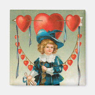 Aimant Saint-Valentin vintage, garçon victorien avec des