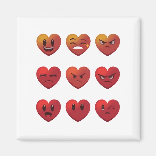 Aimant Saint-Valentin Visages Rigolards Cœurs Drôle (Devant)