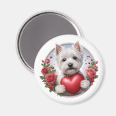 Aimant Saint Valentin Westie avec coeur (Recto/Verso)