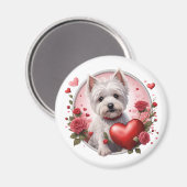 Aimant Saint Valentin Westie avec coeur (Recto/Verso)