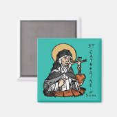 Aimant Sainte Catherine de Sienne avec Coeur Crucifix (Recto/Verso)