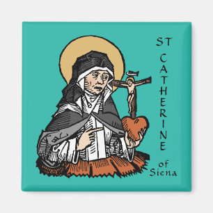 Aimant Sainte Catherine de Sienne avec un cœur surmonté d
