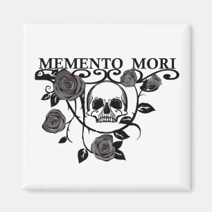 Aimant Saisir le Jour - Roses Noires - Crâne Memento Mori