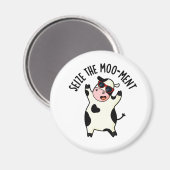 Aimant Saisir Le Mooment Funny Cow Pun (Recto/Verso)
