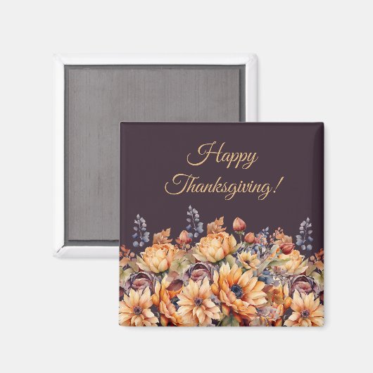 Aimant Saison Automne Aquarelle Fleurs Automne-Violet (Recto/Verso)