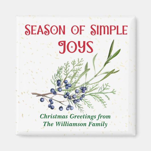 Aimant Saison de Joies Simples Bleu Juniper Noël (Devant)