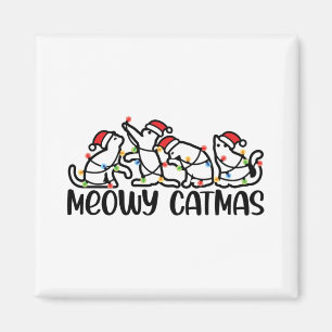 Aimant Saison de Noël de Meowy Catmas Funny Père Noël Cat