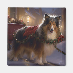 Aimant Saison de Noël du Shetland Sheepdog