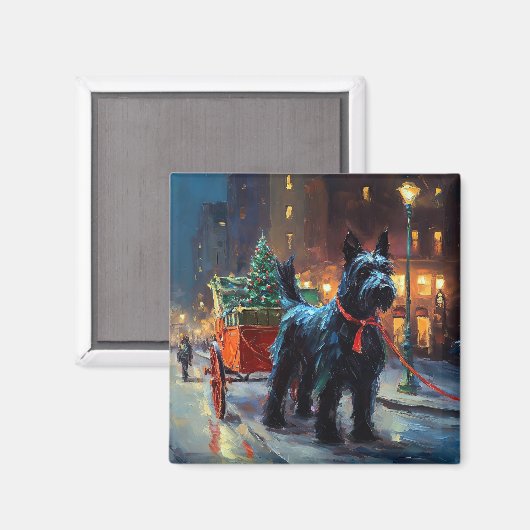 Aimant Saison de Noël du Terrier écossais (Recto/Verso)