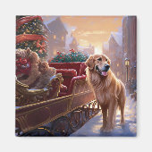 Aimant Saison de Noël Golden Retriever (Devant)