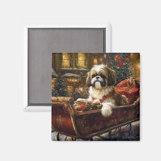 Aimant Saison de Noël Shih Tzu (Recto/Verso)