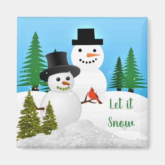 Aimant Saison d'hiver Snowman Friends Let it Snow Frigo (Devant)