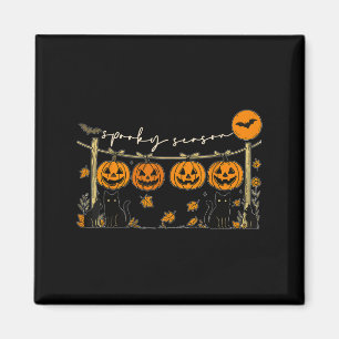 Aimant Saison effrayante Rétro Halloween Chat noir Citrou