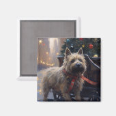 Aimant Saison Festive de Noël à Cairn Terrier (Recto/Verso)