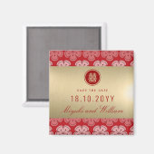 Aimant Sakura Et Double Bonheur Chinois Sauver La Date (Recto/Verso)